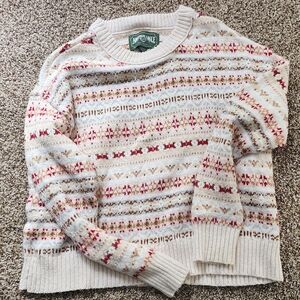 Lands' End Women's Cream Patterned Sweater